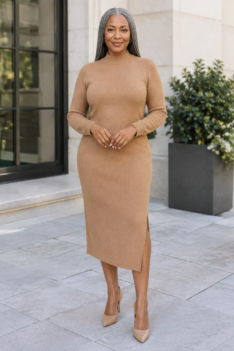 Black woman over 50 with medium gray braids and a clean center part