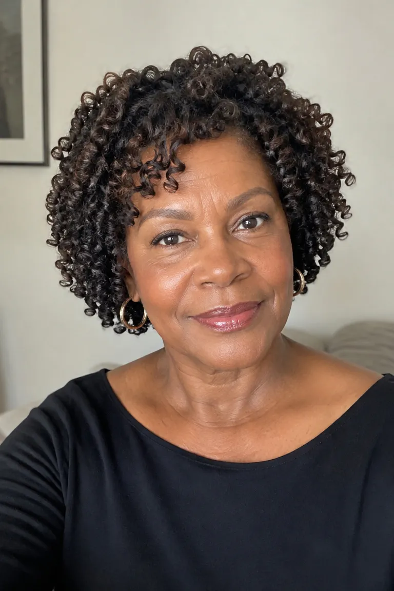 Short spring-curl crochet hair with defined natural-looking curls