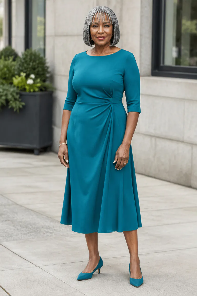 Black woman over 50 with a gray braided bob and light braid bangs