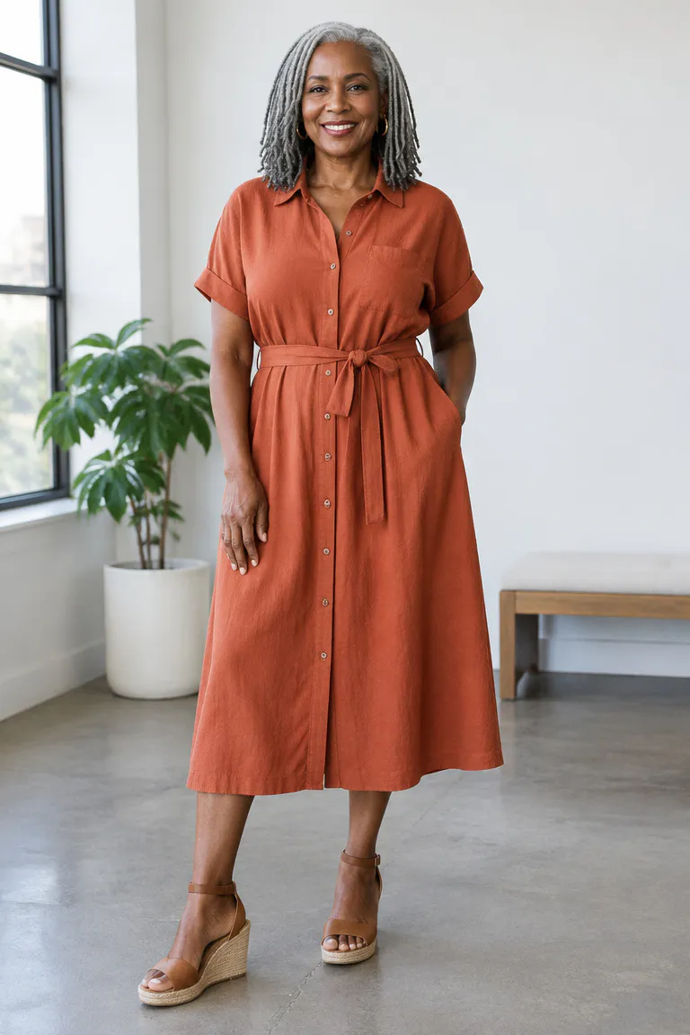 Black woman over 50 wearing soft shoulder-length gray loc braids with roomy parts