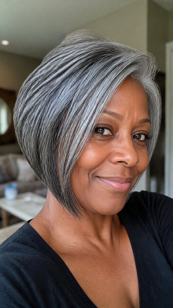 chin length stacked angled bob