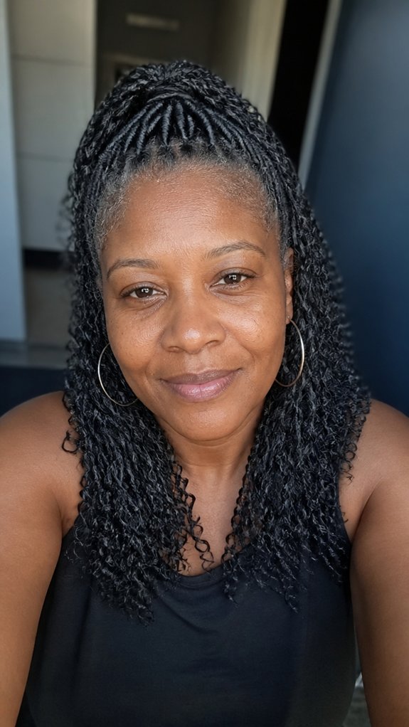 half up milano curl braids