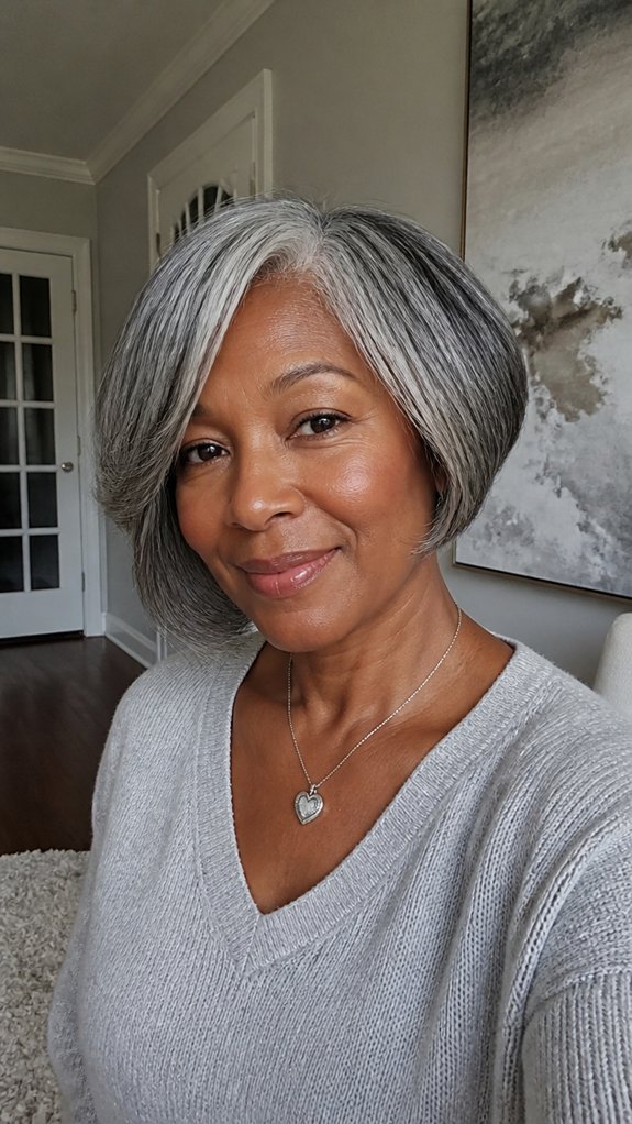 inverted angled gray bob