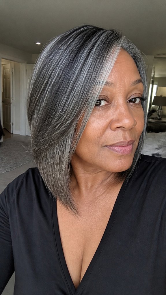 long stacked angled bob