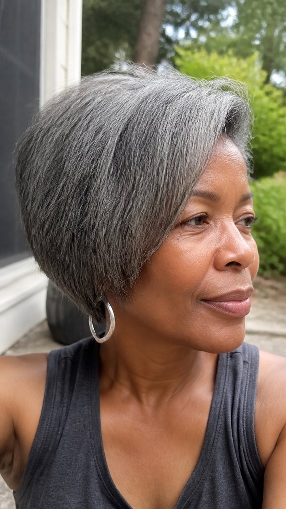 textured layered angled bob