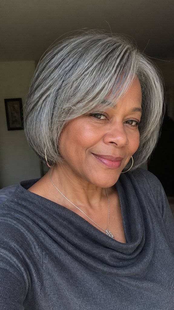 wispy layered gray face framing