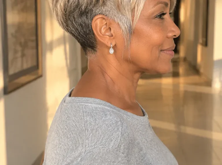Nape-cut undercut pixie bob with longer top layers and soft jaw-skimming sides