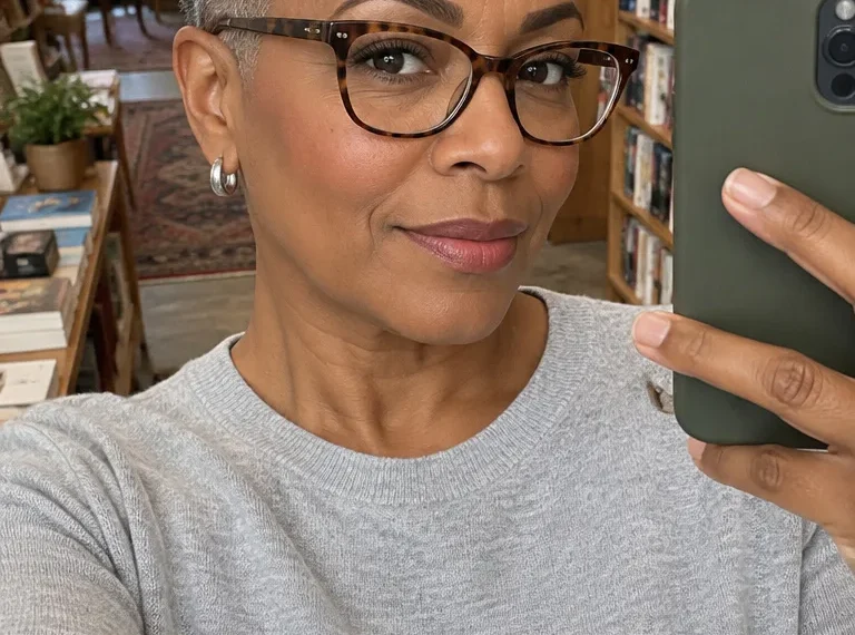 Rounded tapered fade with short gray curls, faded nape, and clipped sides