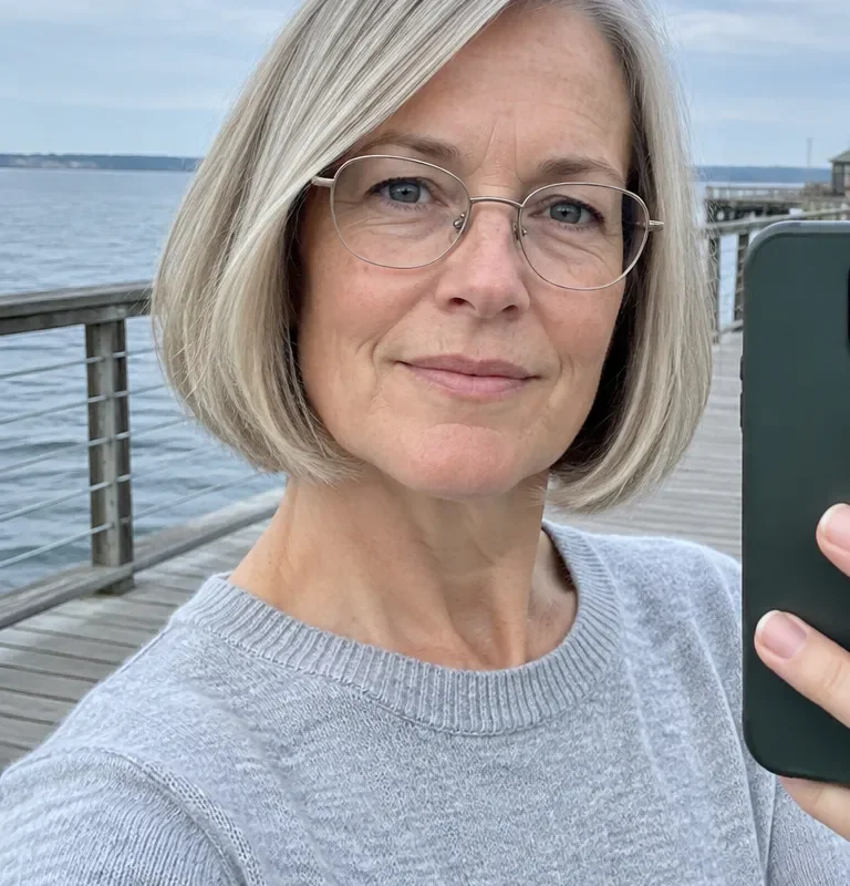 Blunt chin bob with a dense one-length perimeter