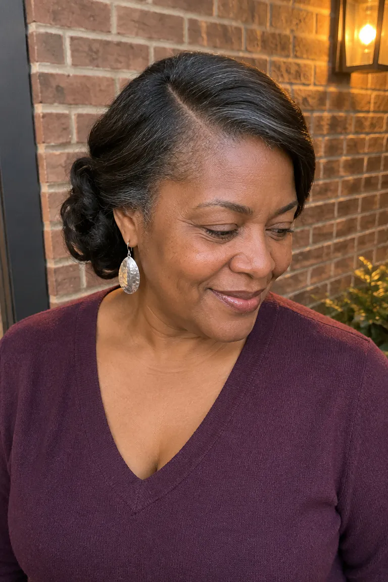 Side-part chignon with tucked ends