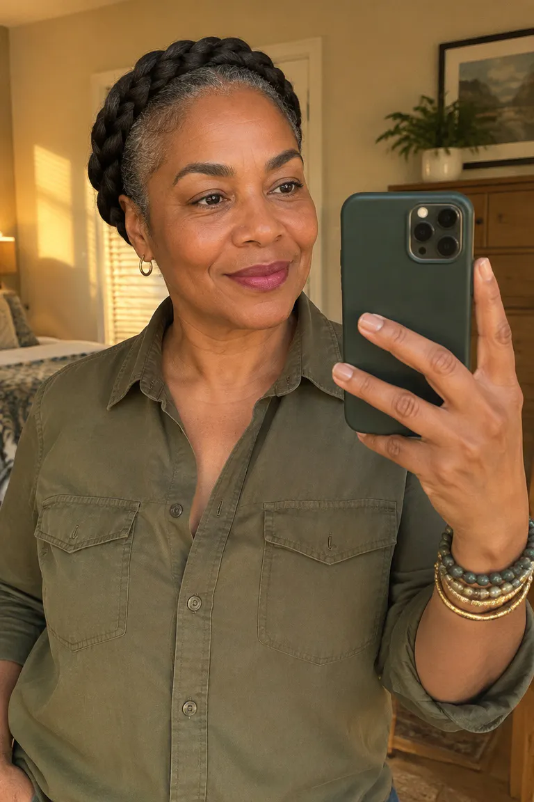 Flat twist halo with neat twists close to the scalp