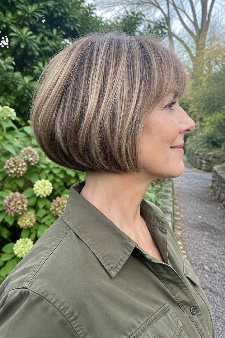 Chin-length French bob with a rounded shape
