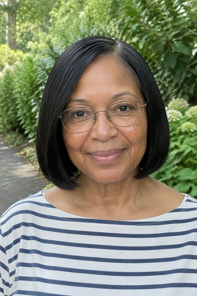 Sleek straight black crochet bob cut at the chin