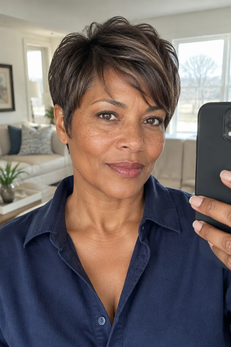 Ear-length crop with clean sides and soft top length