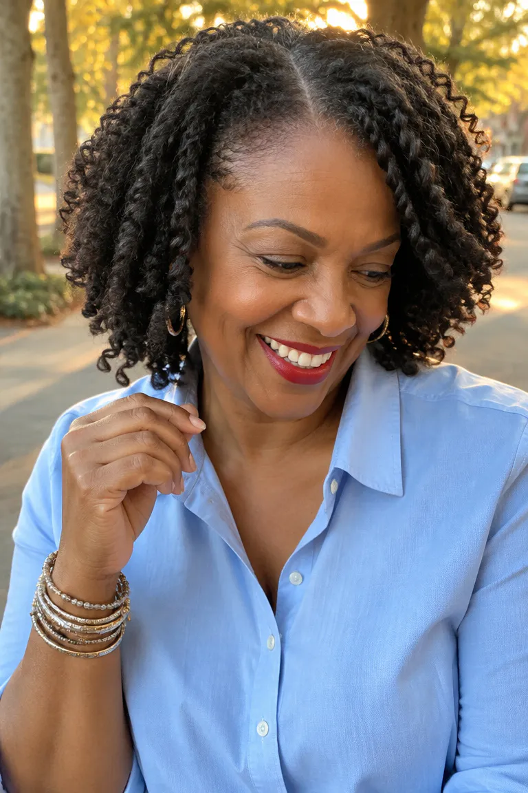 Soft twist-out bob with rounded texture