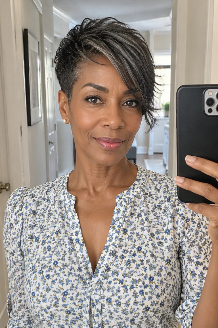 Asymmetrical pixie with one longer side