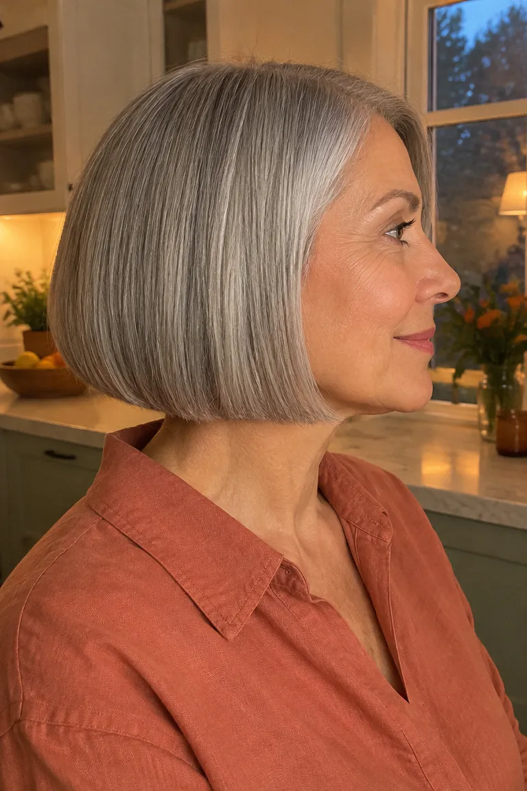 Sleek blunt bob with a precise dense edge